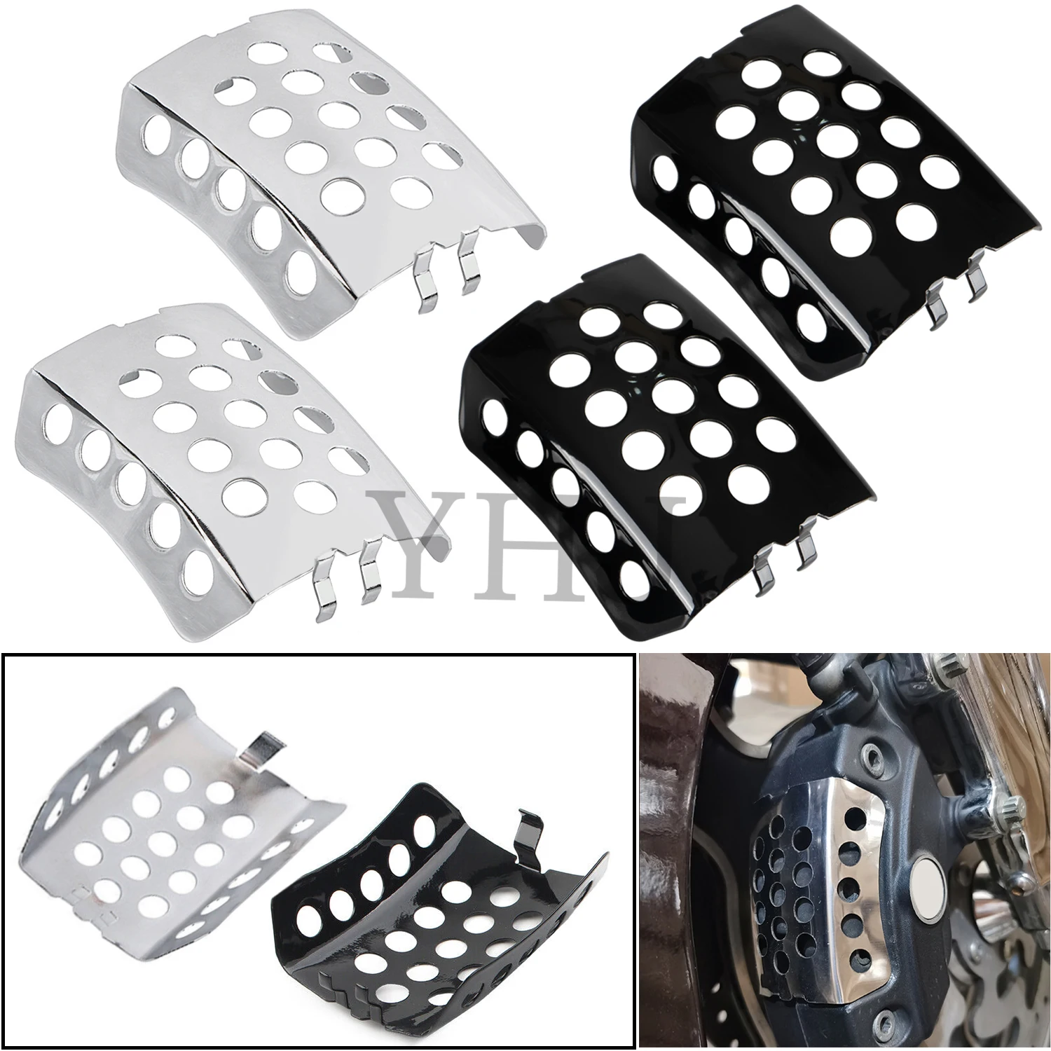 For Harley Touring Electra Street Road Glide King 2008-UP V-Rod VRSC 2006-2021 Motorcycle Front Brake Caliper Insert Cover Metal