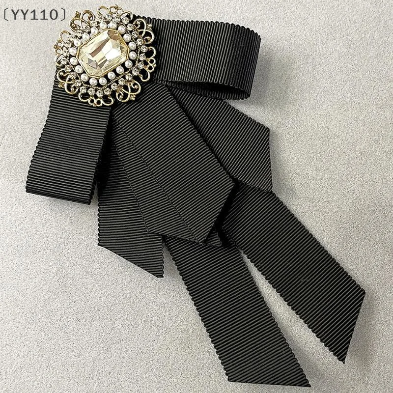[-YY110] أسود أبيض القوس الشريط اللؤلؤ بروش المرأة خمر الشريط ربطة القوس فيونكة الملابس والاكسسوارات