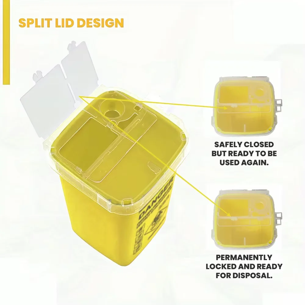 2pcs Tattoo Sharps Container 1L Biohazard Needle Disposal Box for Tattoo Studio Clinical Waste Safety Tattoo Accessories