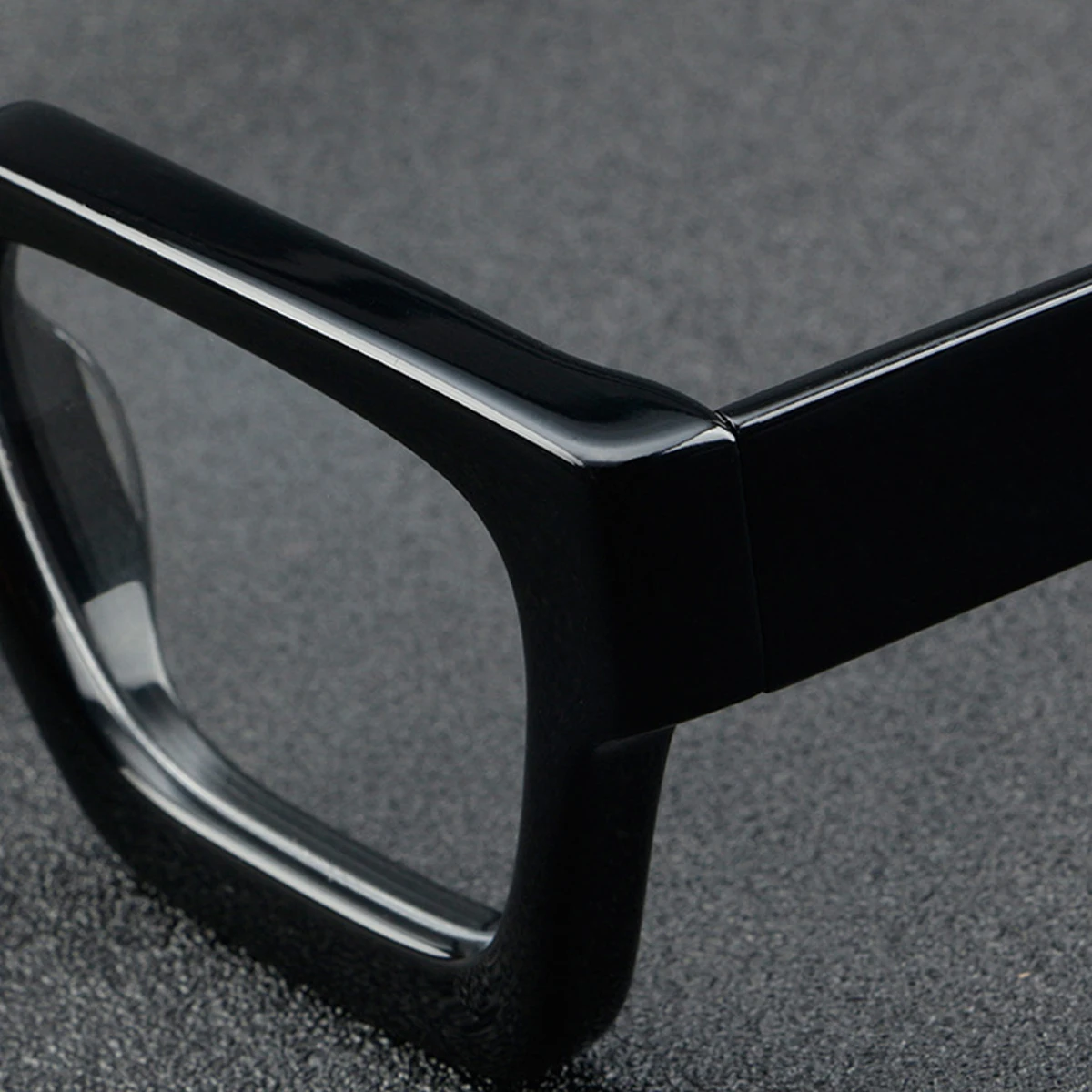 Schwarze dicke quadratische Rahmenbrille für Herren, optische Acetat-Brille, Unisex, klare Linse – Detail 3