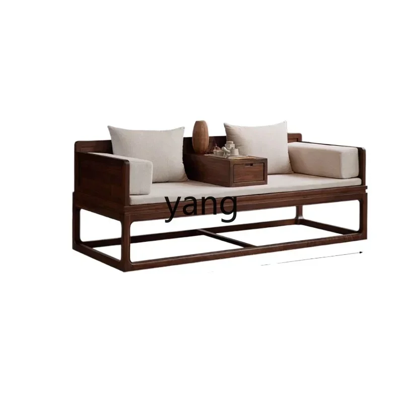 LTT Black Walnut Arhat Bed New Chinese Solid Wood Sofa Modern Simple Living Room Home Sofa Bed