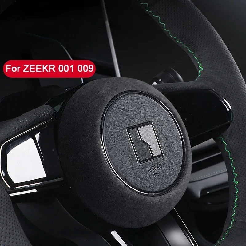 

For New ZEEKR 001 7X 009 2025 2024 Car Steering Wheel Horn Decorative Cover Protective Shell Sticker Super Suede Overlay