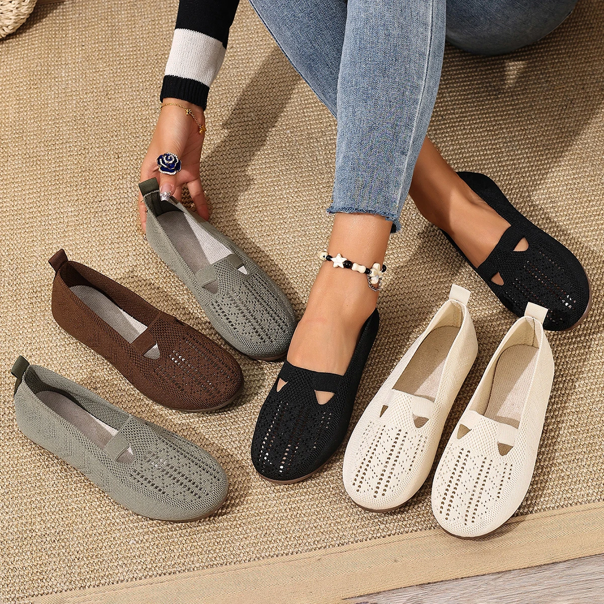 

New Women Flats Shoes Casual Lightweight Flat Loafers Trendy Versatile Comfortable Mary Jane Shoes for Women Zapatos De Mujer