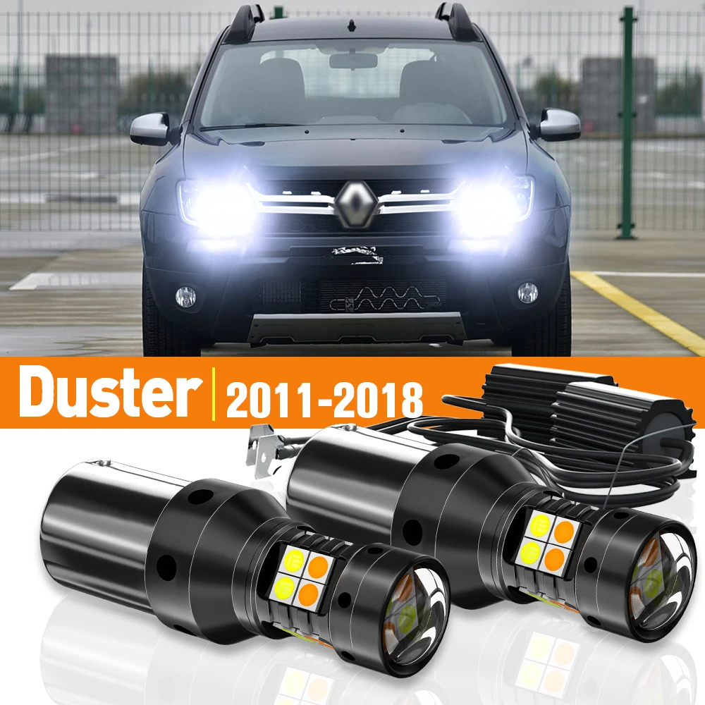 2pcs LED Dual Mode Turn Signal+Daytime Running Light DRL For Renault Duster 2011-2018 2012 2013 2014 2015 Accessories Canbus