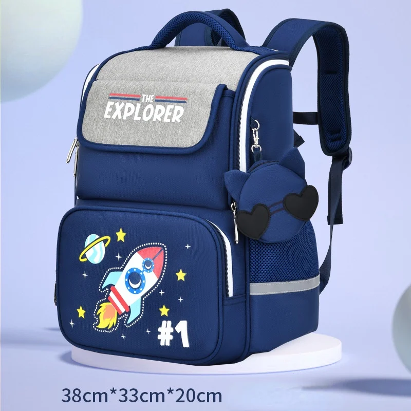 Korean Primary Children Cartoon Rocket Explorer Mouse Backpacks New Girl Boy Grade 1-6 Large Capacity Schoolbags for Students