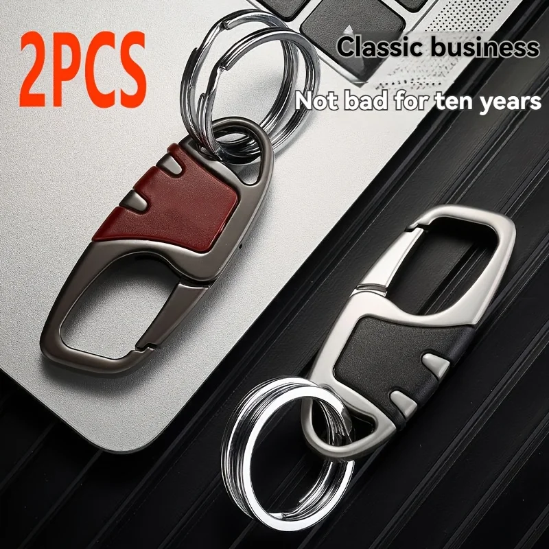 2pcs Luxury Keychains | BUSINESS STYLE, Stainless Steel Dual Loop Rings for Car Keys, Durable and Fade-Resistant