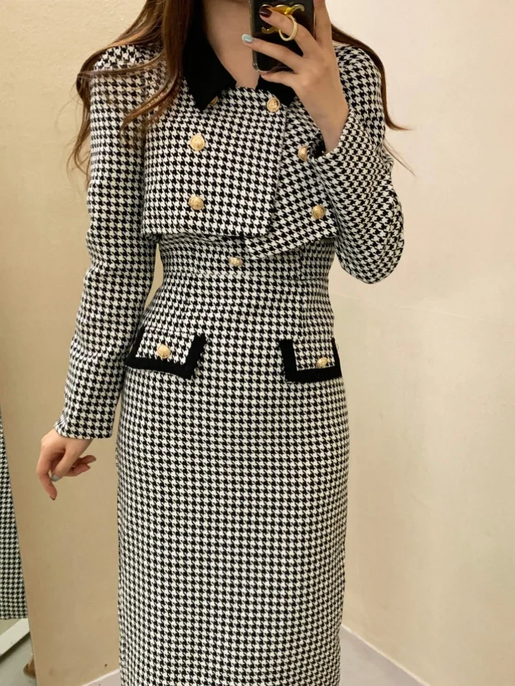 Korean Chic Small Fragrance Lapel Long Sleeve Short Coat Women Vintage Elegant Autumn Winter 2024 Jackets Simple Casual Tops