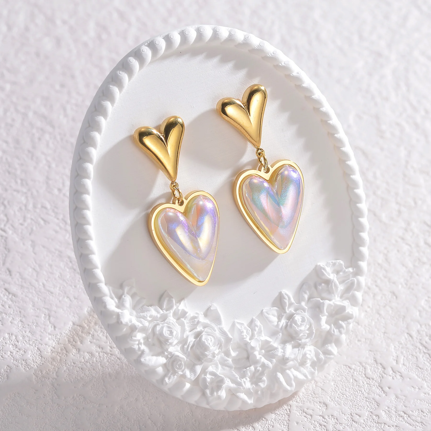 Temperament Elegant Fashion Stainless Steel Earrings for Women 18K Gold Plated Natural Shell Jewelry Wedding Party 2024 Trend