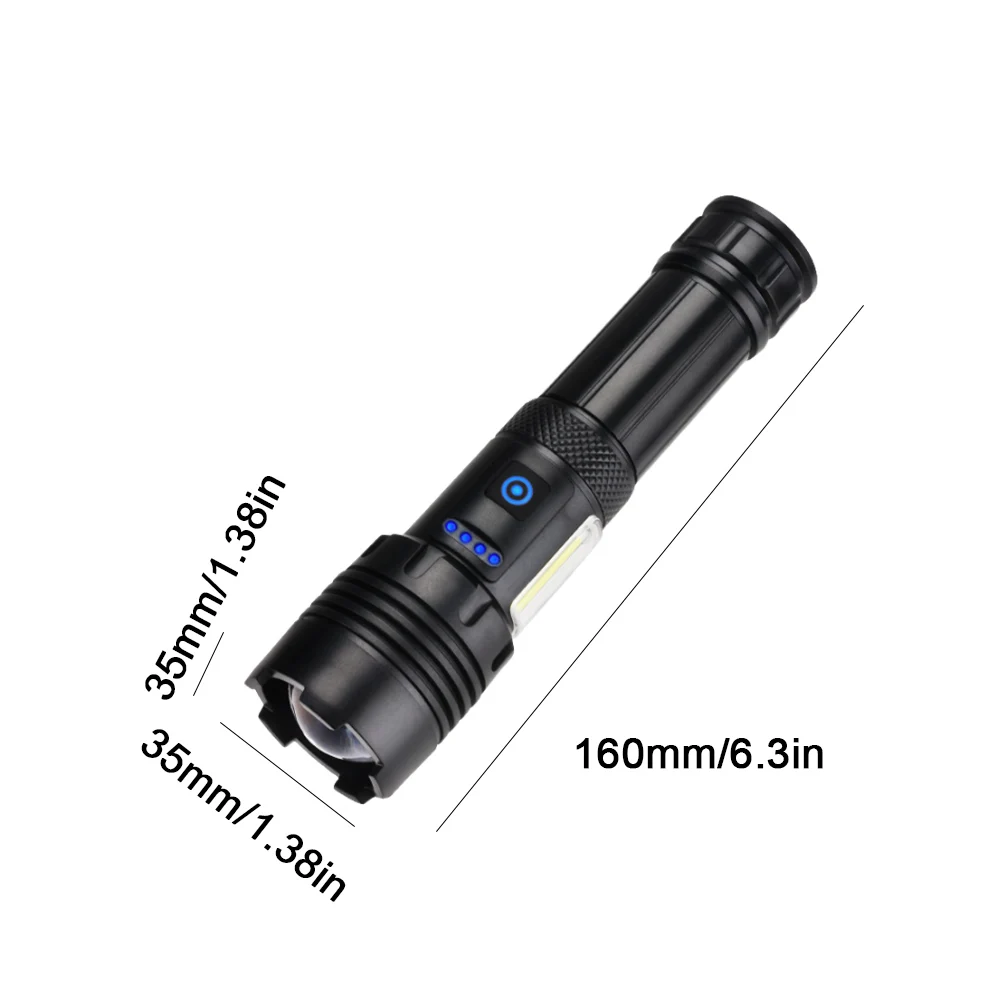 1000000 Lumen Powerful Flash Light IPX5 Waterproof Rechargeable Handheld Flashlight Type-C for Outdoor Emergency Camping Hiking