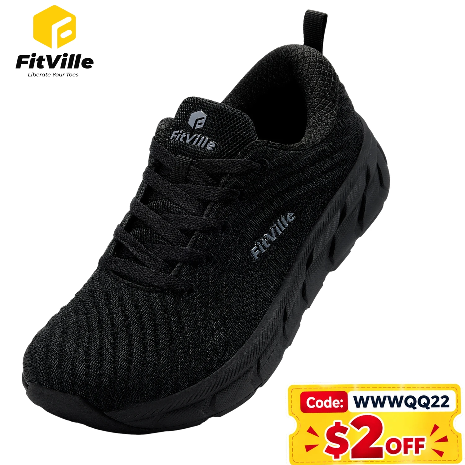 FitVille Wide Toe Box Shoes for Men Cushioned Well Extra Wide Width Shoes Non Slip Wide Lightweight Breathable Running Shoes