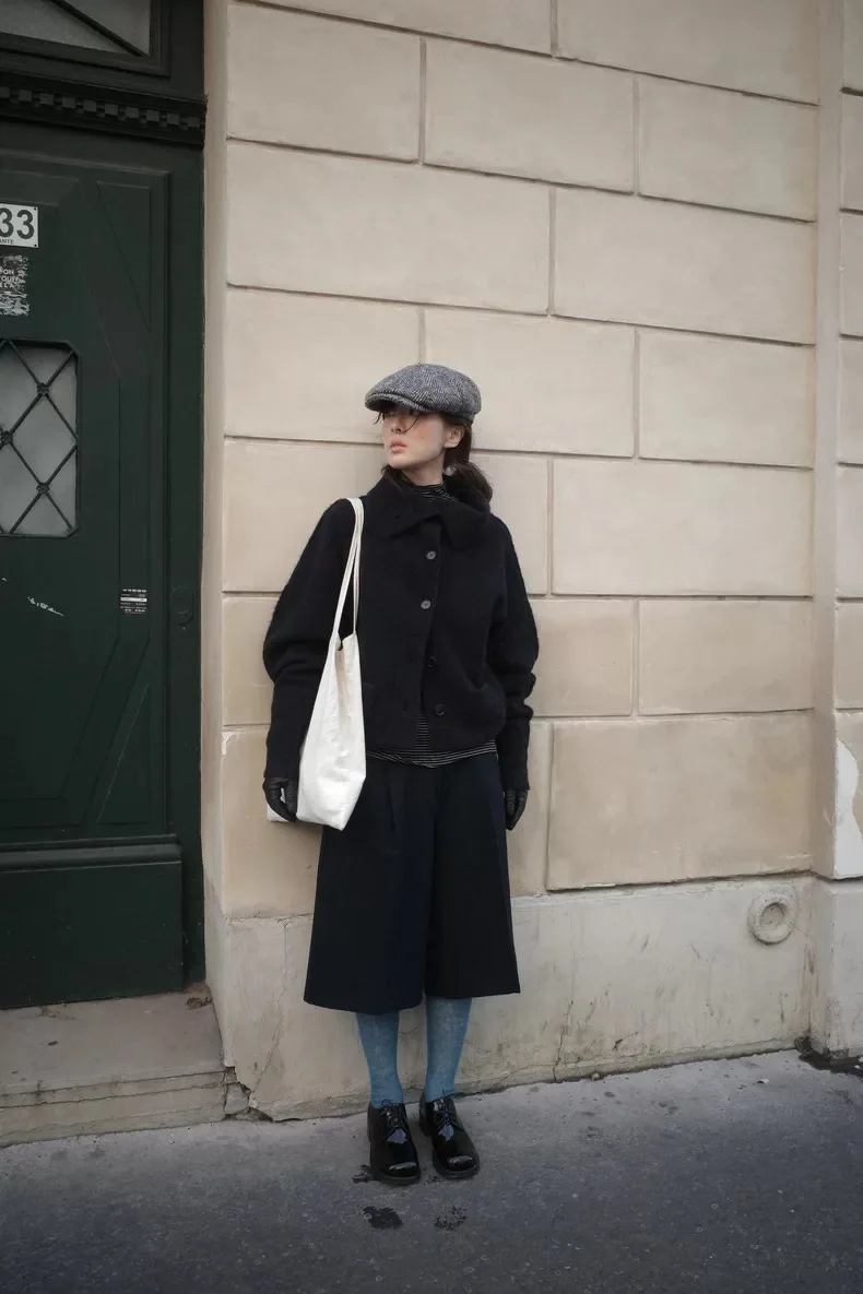 PREON Hoge kraag Casual pendelen Sle Gebreid vest Kraag Open voorkant Lange Sve Dames Faion Herfst Winter Nieuw...