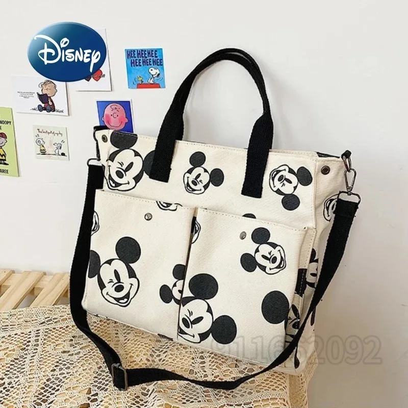 Disney Mickey New Girl Handbag Cartoon Girl One Shoulder Crossbody Bag Luxury Brand Girl Bag Canvas Fashion Large Capacity