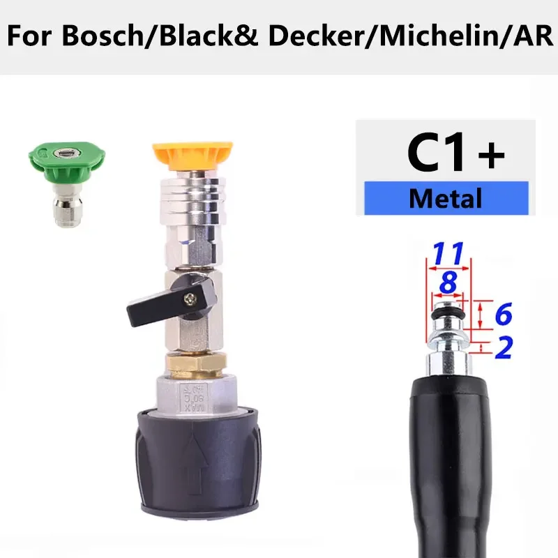 Hochdruckreiniger-Schlauchadapter 1/4 Zoll Schnellkupplung mit Ventil zur Steuerung des Wasserflusses für Kärcher, Lavor, Nilfisk, Parkside, Bosch AR-Schlauch – Detail 8