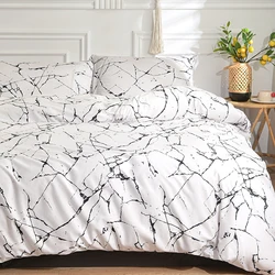 Juego de ropa de cama en blanco y negro, edredón individual con funda de almohada para cama doble, sabanas, cama matrimonial, Queen/King