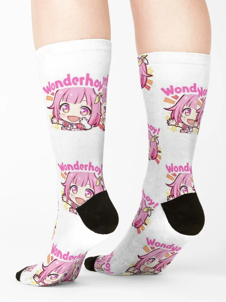 Project Sekai anime, Emu Otori wonderhoy stamp Socks cute Sports cotton christmas gift Ladies Socks Men's