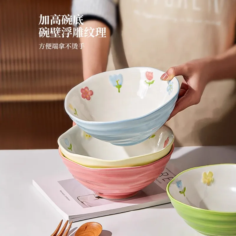 8-Inch ceramic noodle bowl, bamboo hat ramen bowl, household 2023 new snail noodle, 7-inch soup bowl