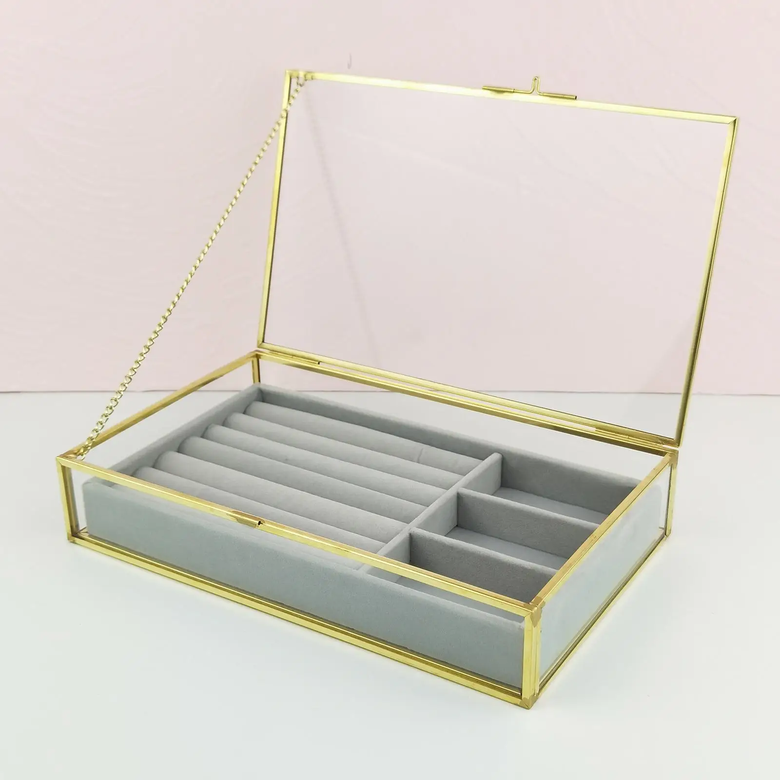 

Acrylic Jewelry Box Organizer, Clear Velvet Jewelry Storage for
