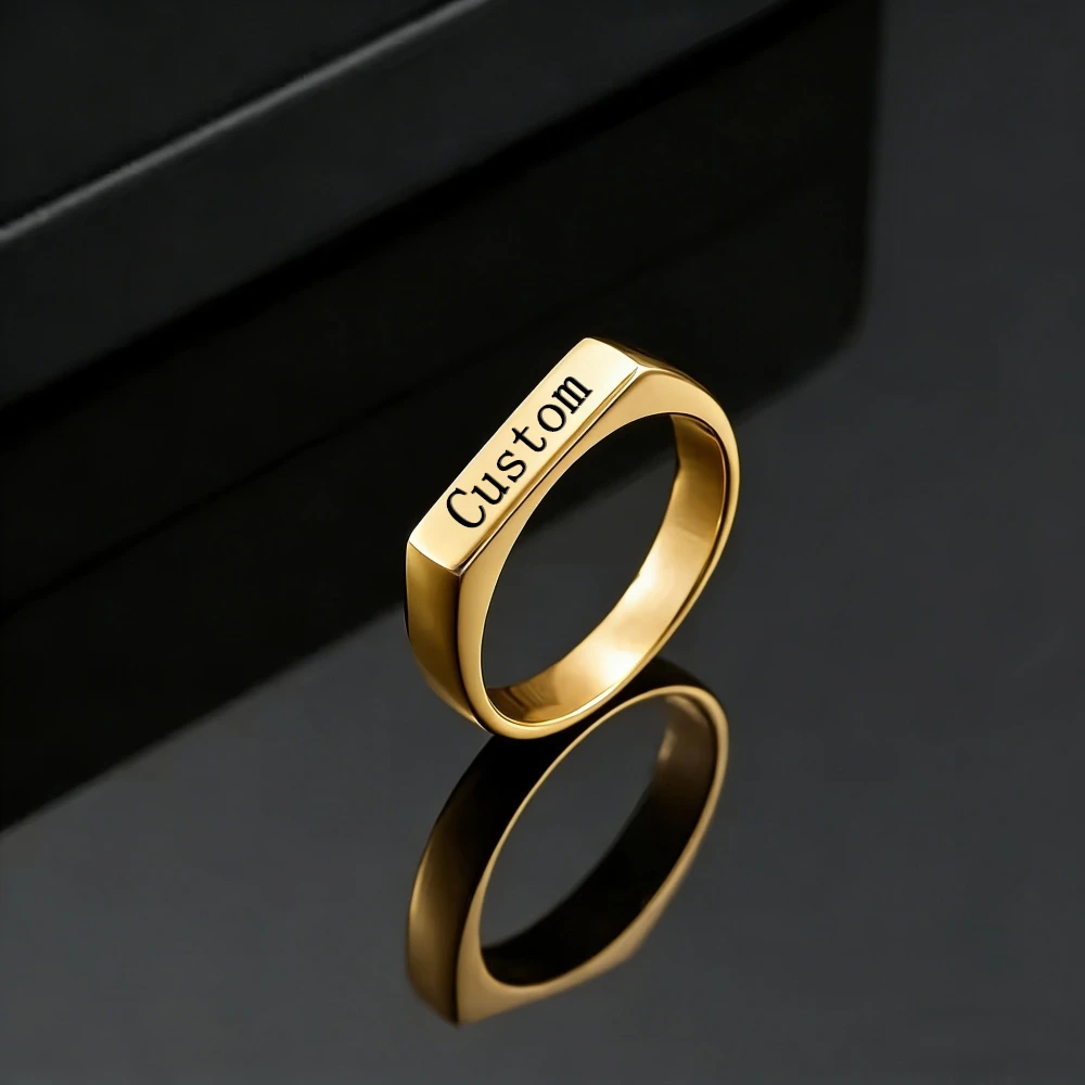 Customized Engrave Name Photo Ring Stainless Steel Personalized Family Lover Engagement Wedding Logo Rings Jewelry Gifts view 4