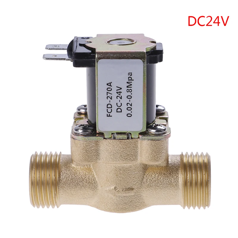 1PC DC 12V 24V AC 220V G1/2\'\' Brass Electric Solenoid Valve For Solar Water Heater