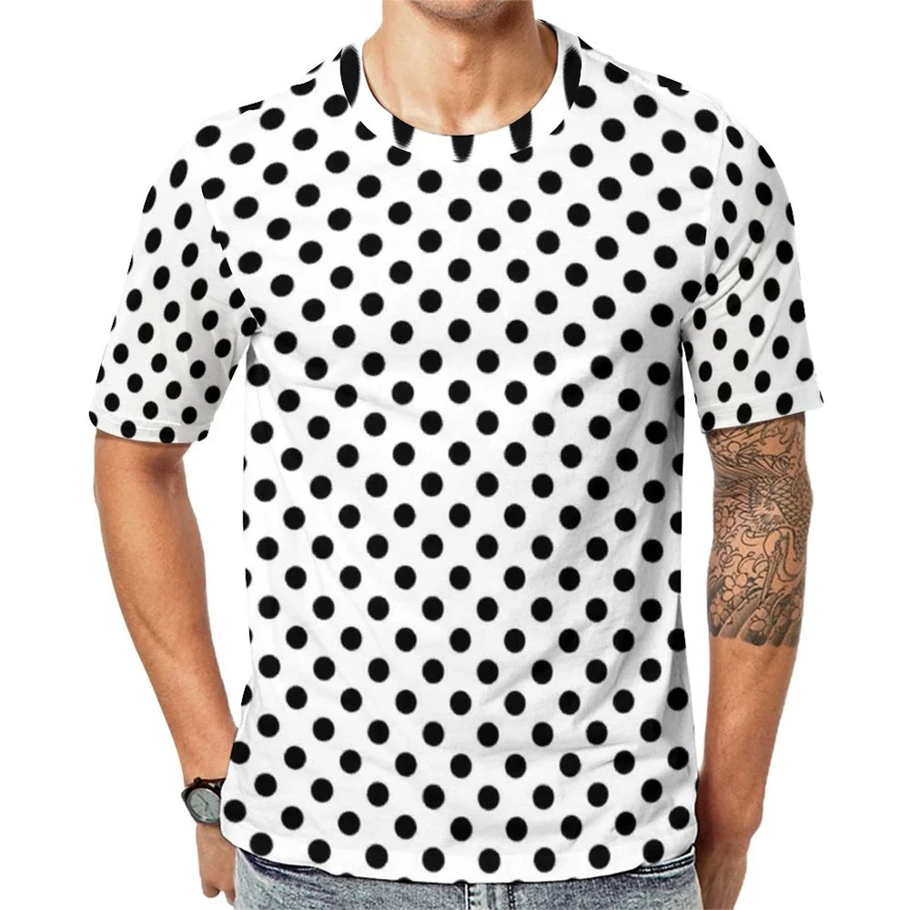 Atmungsaktive Strand-Neuheiten-T-Shirts mit Design, Übergrößen-Oberteile, weißes und rot gepunktetes T-Shirt, Vintage-Punkte-Print für Paare, Y2K-Gym-T-Shirts – Detail 9
