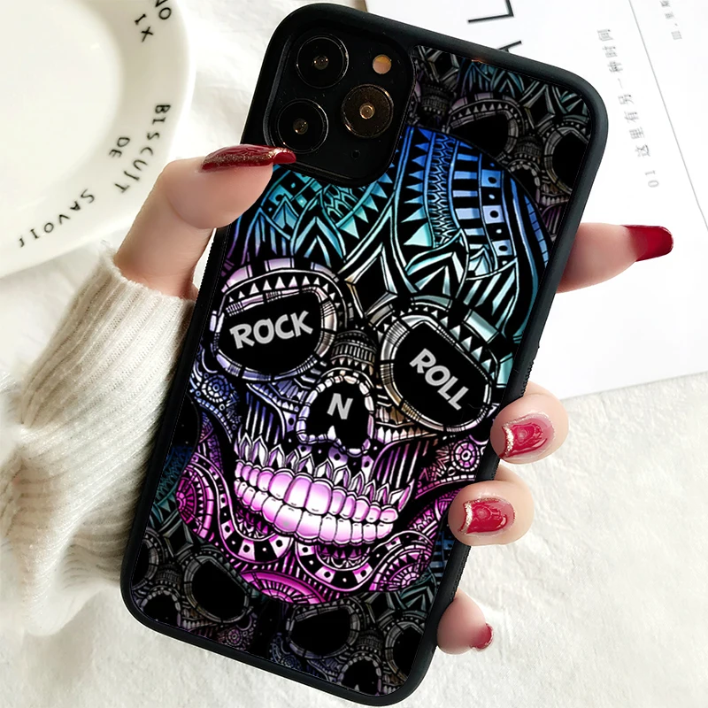 5 5S SE 2020 Phone Cover Case for iPhone 6 6S 7 8 PLUS X XS XR 11 12 13 MINI 14 PRO MAX Rubber Rock and n roll sugar skull