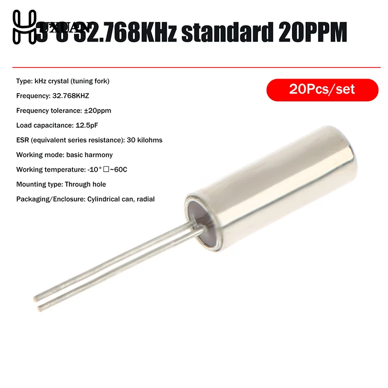 【New】20Pcs High Precision 32.768 KHz 32768HZ Tuning Fork Watch Crystal 12.5PF 3mm X 8mm