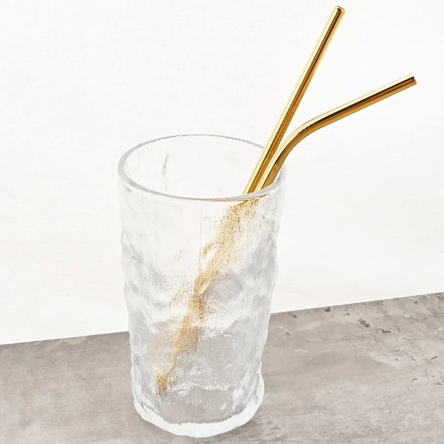 4pcs reusable gold straws milk tea juice coffee environmentally friendly drinking tubes for restaurants coffee shops home use