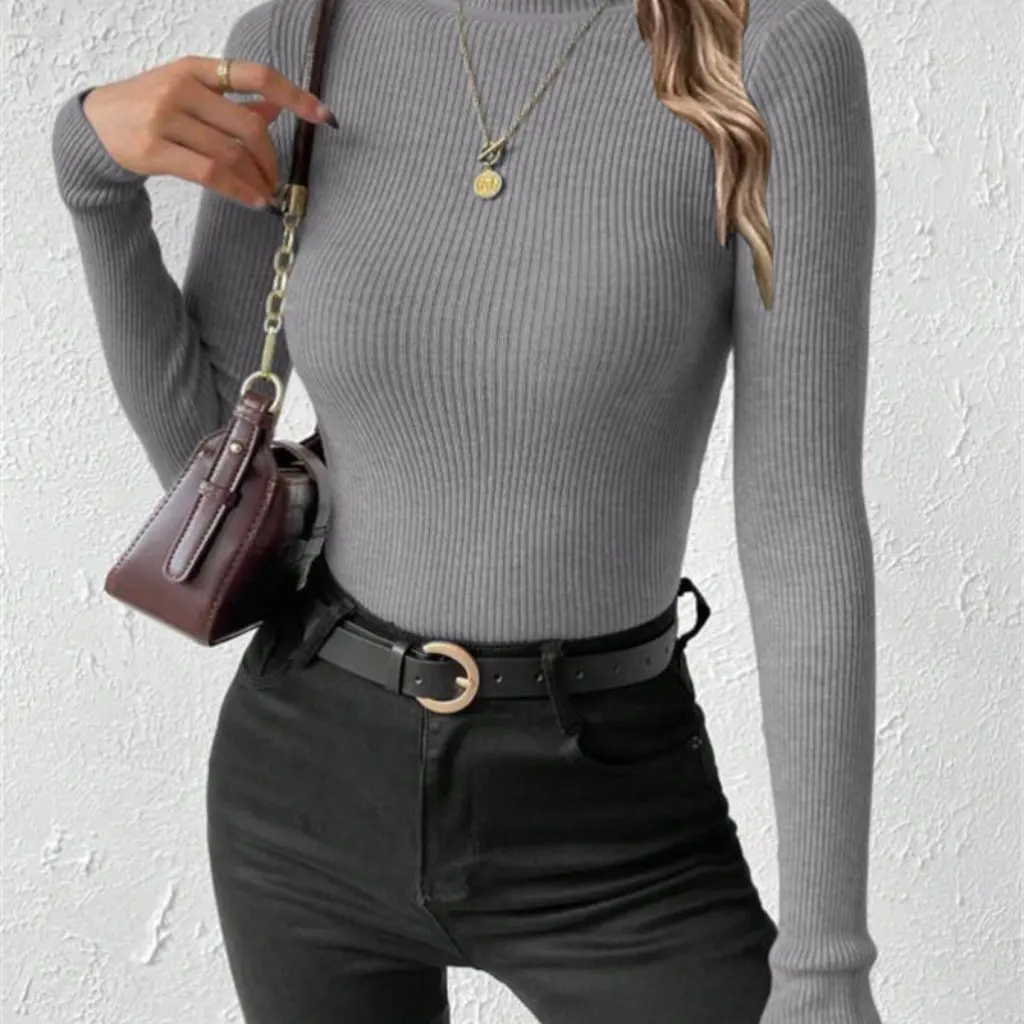 

Женский вязаный свитер с круглым вырезом и полуводолазкой в европейском и американском стиле, новый пуловер с независимой станцией