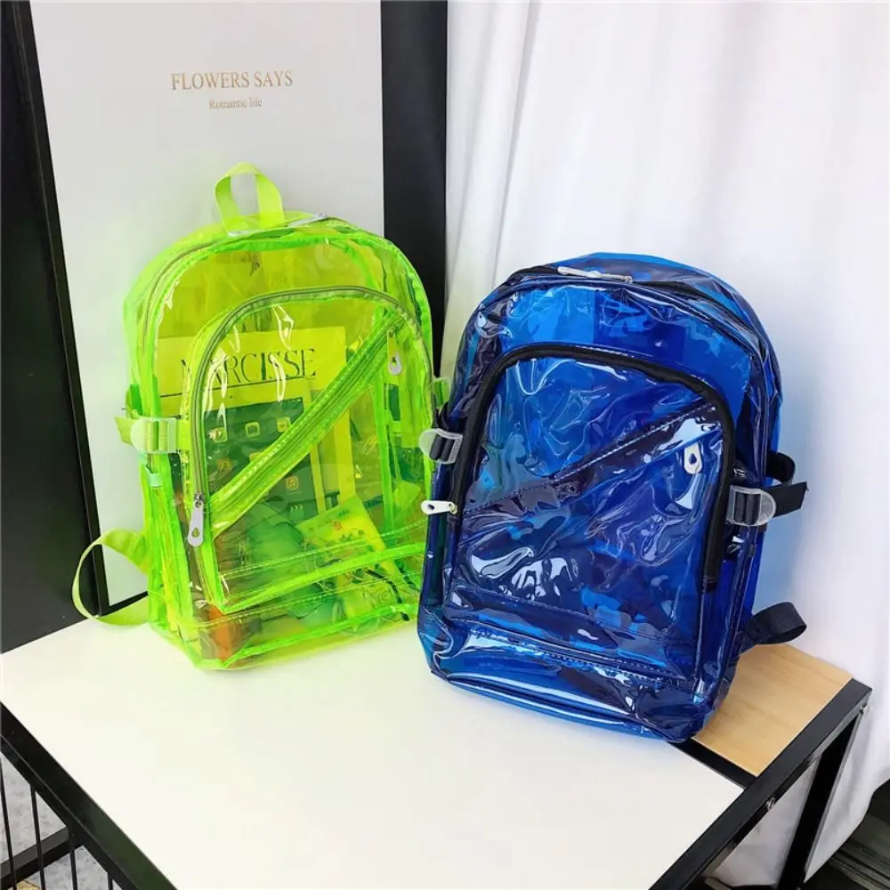 Candy Color Transparent PVC Backpack Women Schoolbag Korean Version Female Spring Summer School Bag Jelly School Bag