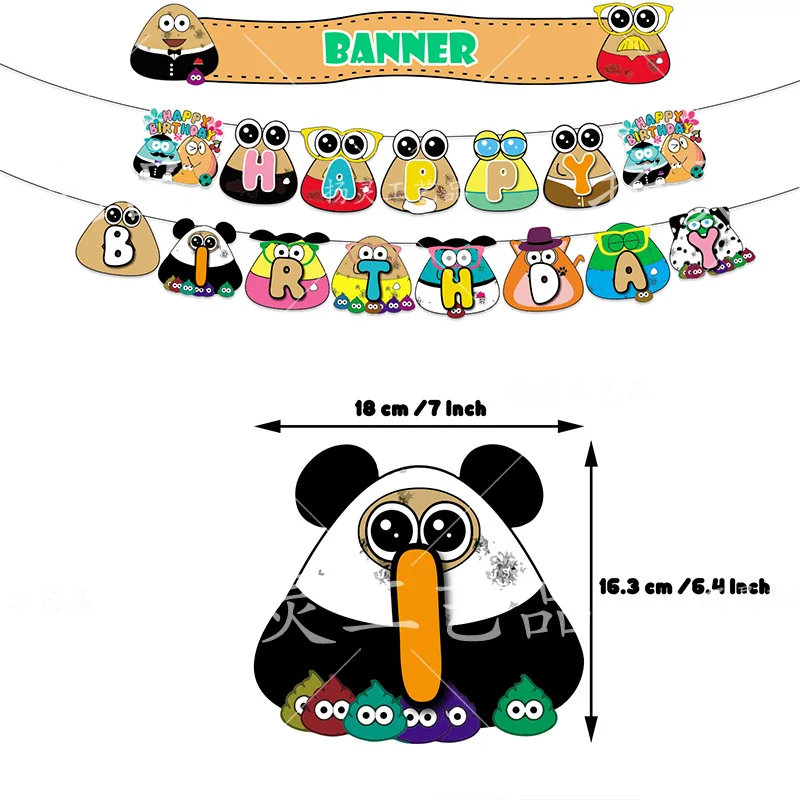 My Pet Alien Pou Birthday Party Supplies Cartoon Anime Peripheral Balloons Banner Toppers Invitation Card Decorative Accessories