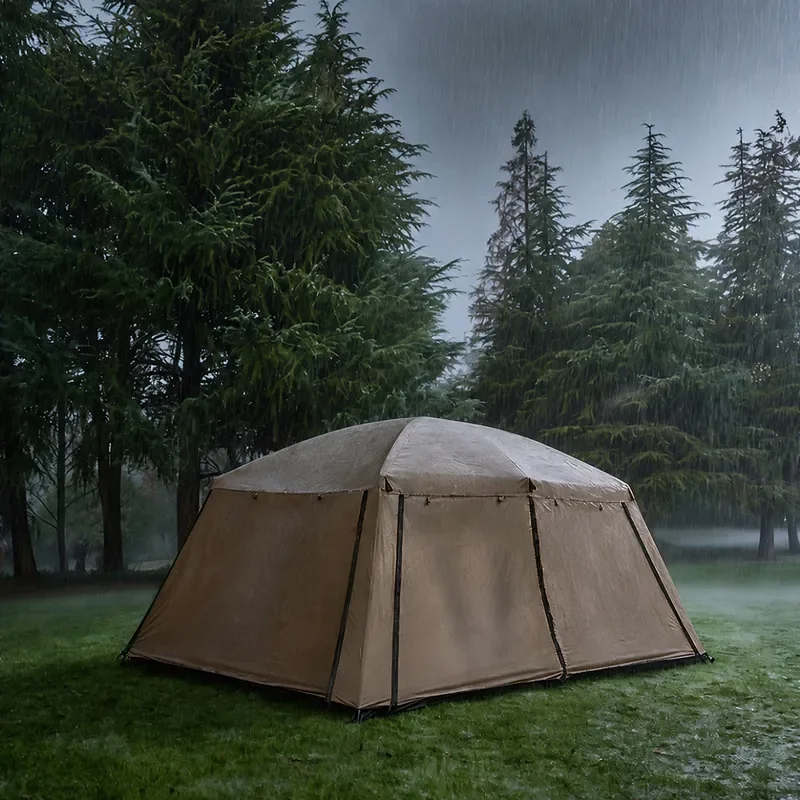 Windproof Rainproof Double Layer Vinyl Tent Outdoor Sun Protection Oversized Camping Equipment Two Bedrooms One Living Room