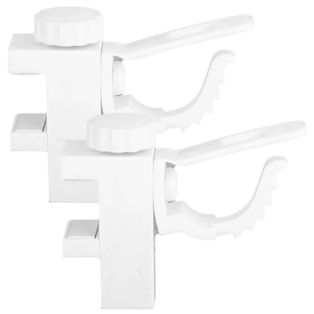 2 Pcs Curtain Rod Hook Clip-On Bracket Closet Support Nail Free Adjustable Holder Holders No Drill Brackets Hooks White Hangers