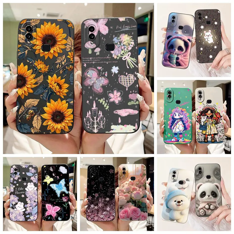 For Samsung Galaxy A10S Case A 10S SM-A107F Cover Fashion Sunflower Bowknot Soft Funda For Samsung A10 SM-A105F M01S M017F Coque