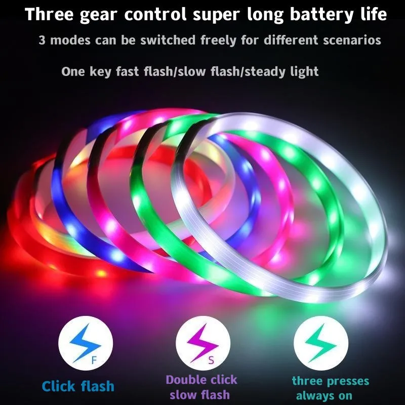 New Led Luminous Dog Collar PVC Waterproof , For Large Medium Small Dogs Collar Usb Light Night Safety Pet Glowing Accessories 4