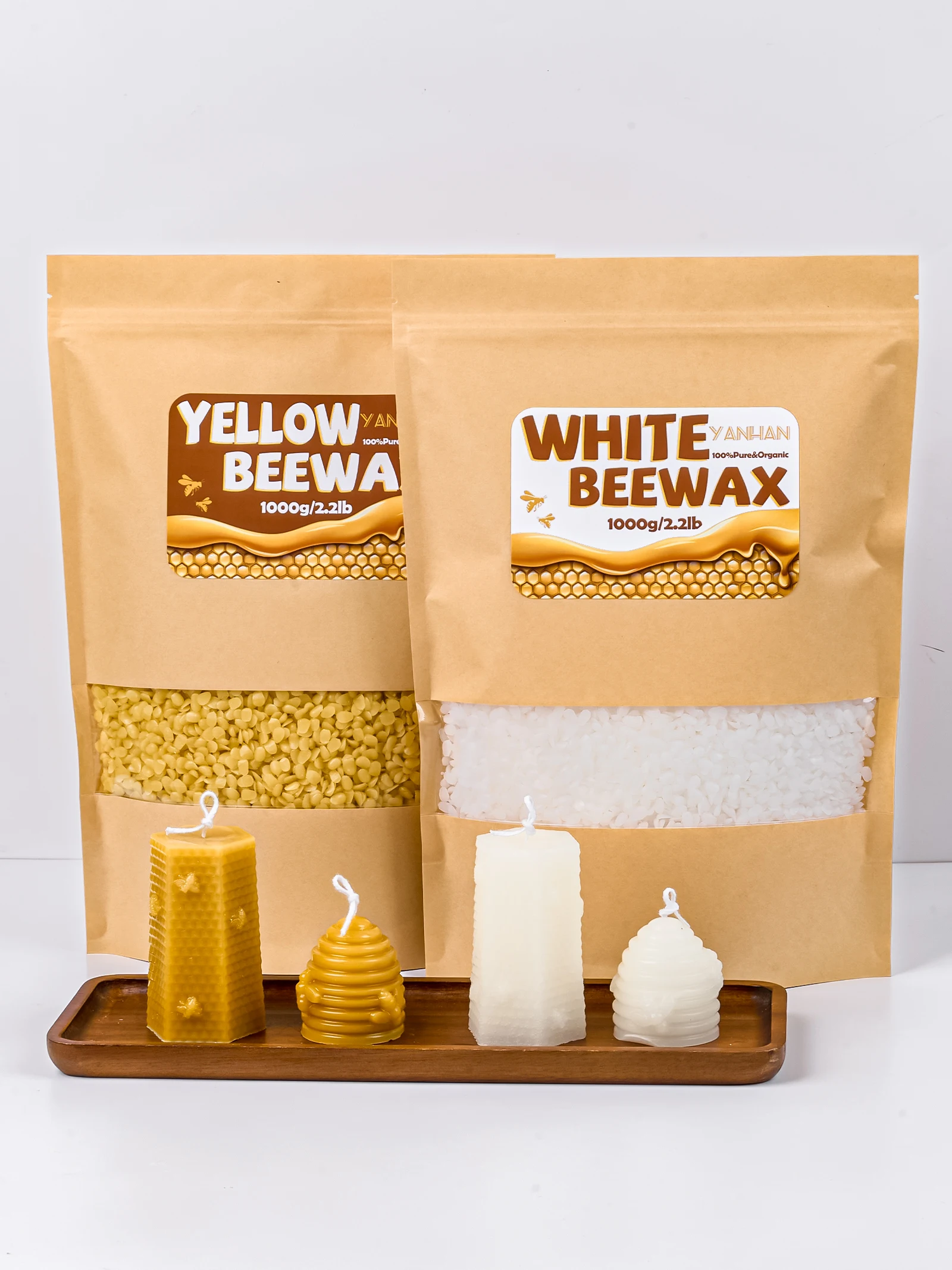 

1000g Yellow And White Beeswax Pure Natural Beeswax 100% No Added Soy Wax DIY Handmade Gift Wax Candle Making Supplies