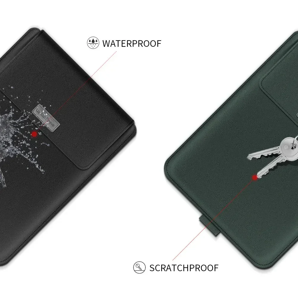 Caso do saco da luva do portátil do couro do plutônio para o Macbook Air Pro, tampa do caderno, Dell, HP, 15, 17 \