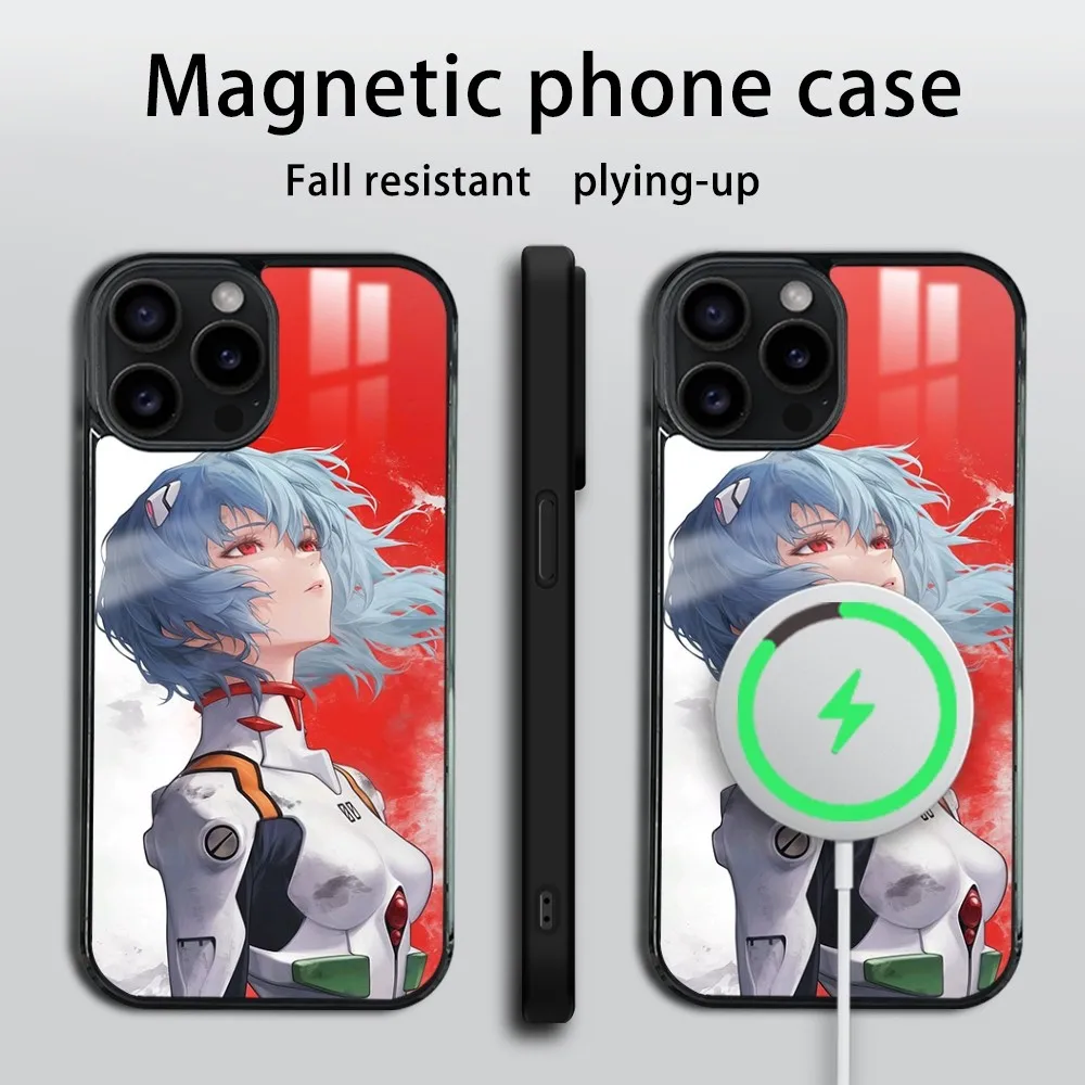 Neon Genesis E-Evangelion Asuka Phone Case For iPhone 16 15 14 13 12 11 Pro Max Plus Mini Magsafe Mirror Wireless Magnetic Cover