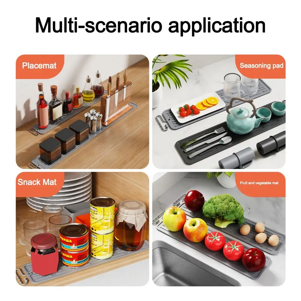 

Washable Long Non-slip Mat Multifunctional Bundle Design Kitchen Countertop Insulation Mat Sink Water Prevent