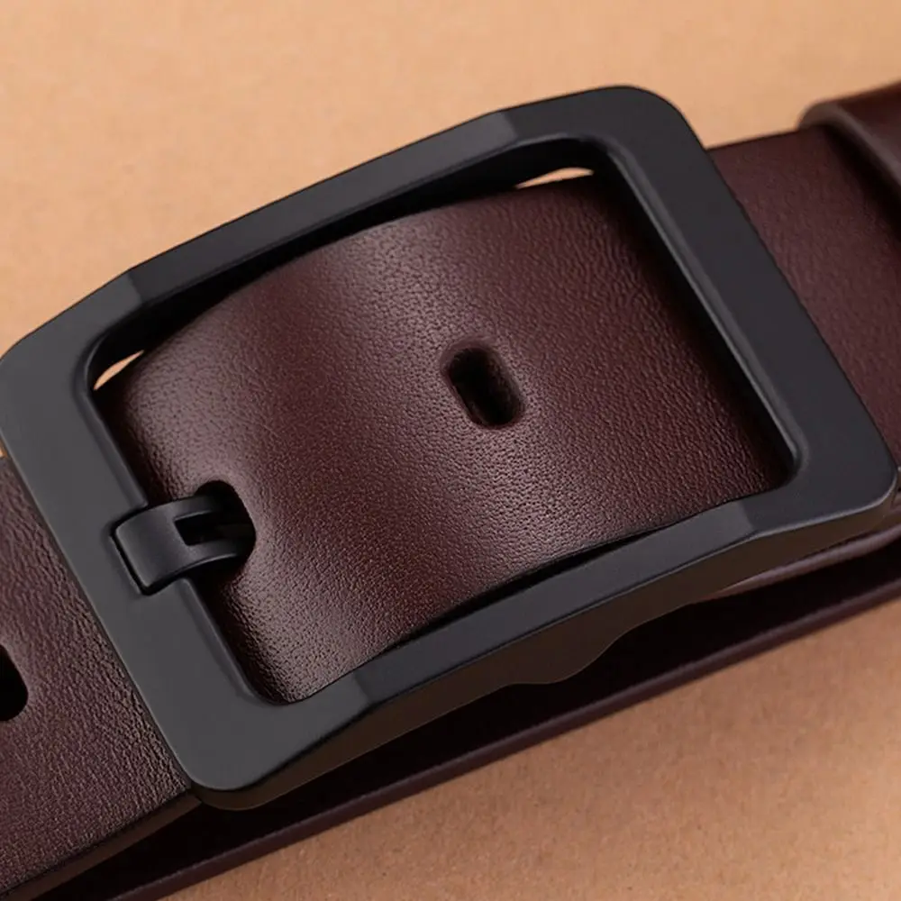 Man Retro Leather Belt Pin Casual Buckle Jeans Black Belt Business Casual Luxury Brand Vintage Strap Waistband