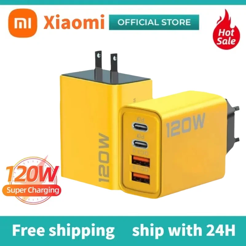 Xiaomi USB Fast Charging Block 120W Dual Type C USB Wall Adapter Multifunctional Fast Charging Blocks Cell Phone Wall Chargers