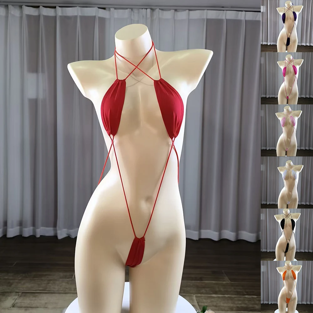 Mujer señoras lencería sexy Sling Shot Bikini traje de baño brasileño traje de baño vacaciones/diario Color sólido