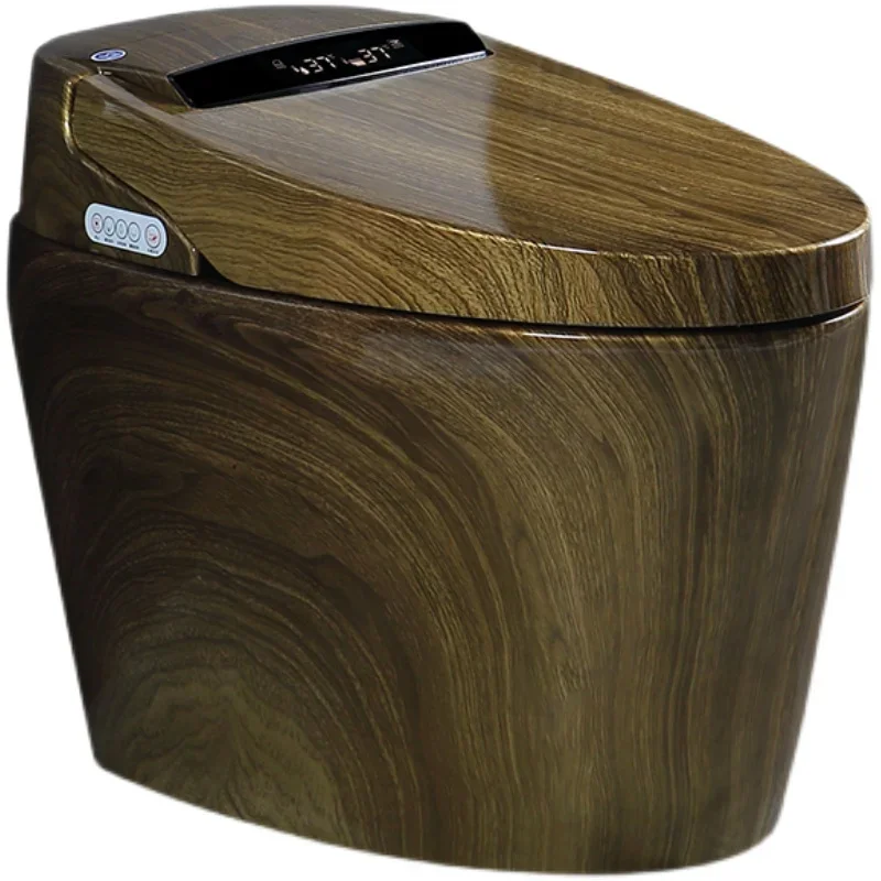 Wood grain smart toilet integrated automatic no water pressure limit remote control electric voice