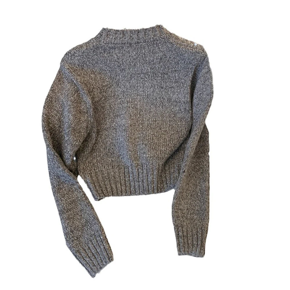 Glänzende Pailletten Kurze Pullover Pullover Französisch Stil Elegante Temperament Gestrickte Pullover Frauen Casual Alle-Spiel Warme Stricken Tops