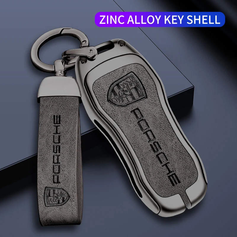 Zinc Alloy Leather Car Key Case Cover Bag Shell for Porsche 958 Macan 911 Panamera 996 991 Boxster 987 997 2019 2020 Accessories