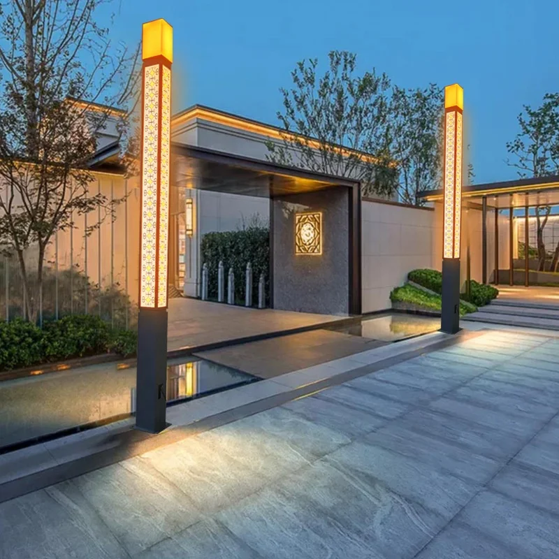 80w 야외 정원 조명 IP65 방수 Led 안뜰 조명 정원 포스트 라이트 빌라 커뮤니티 LED 잔디 조경 램프