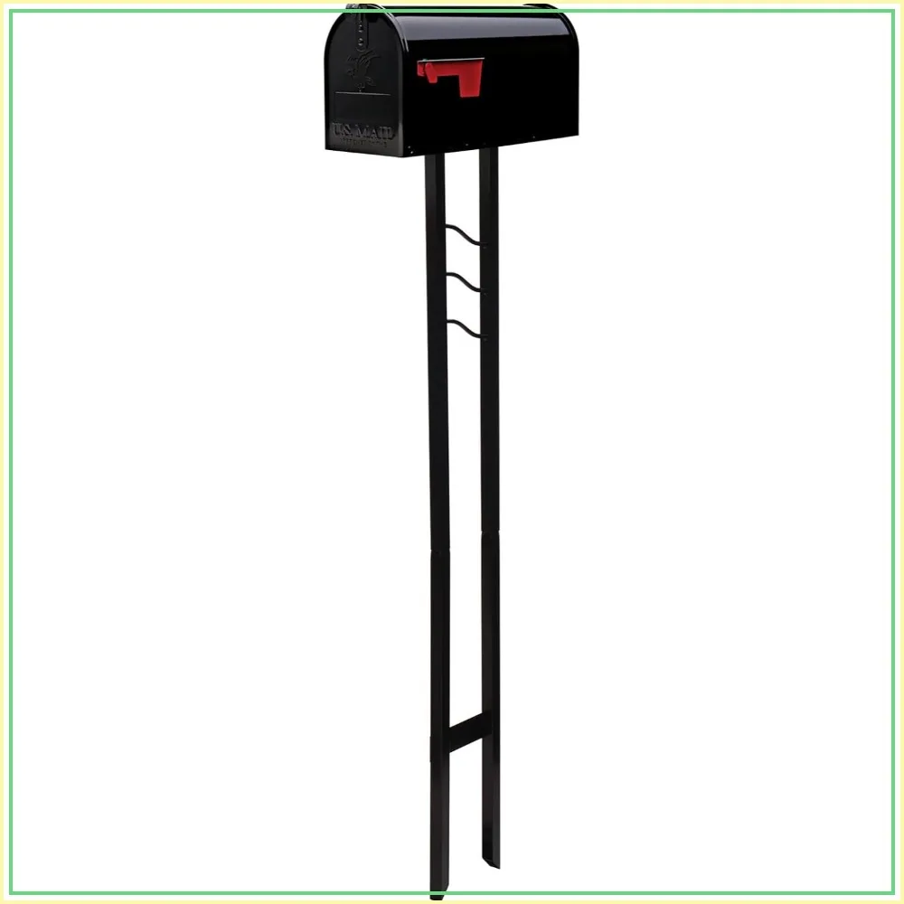 

Galvanized Steel Mailbox and Post Kit, Medium Capacity, Black