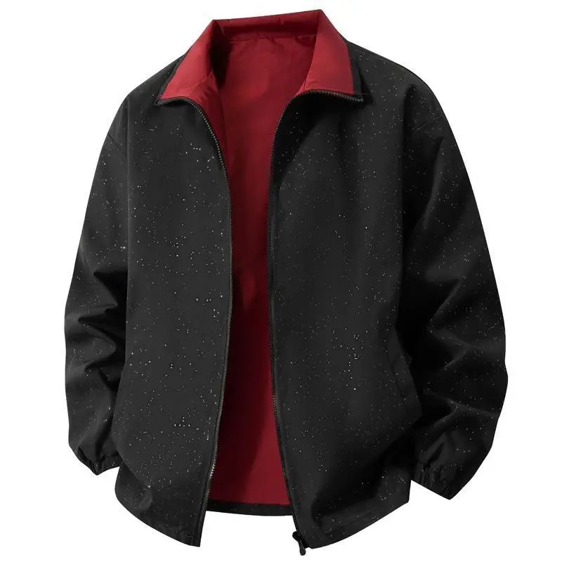 Two-sided Jacket Spring and Autumn New Lapel Simple and Handsome Versatile Loose Star Couple Jacket Men's Clothing