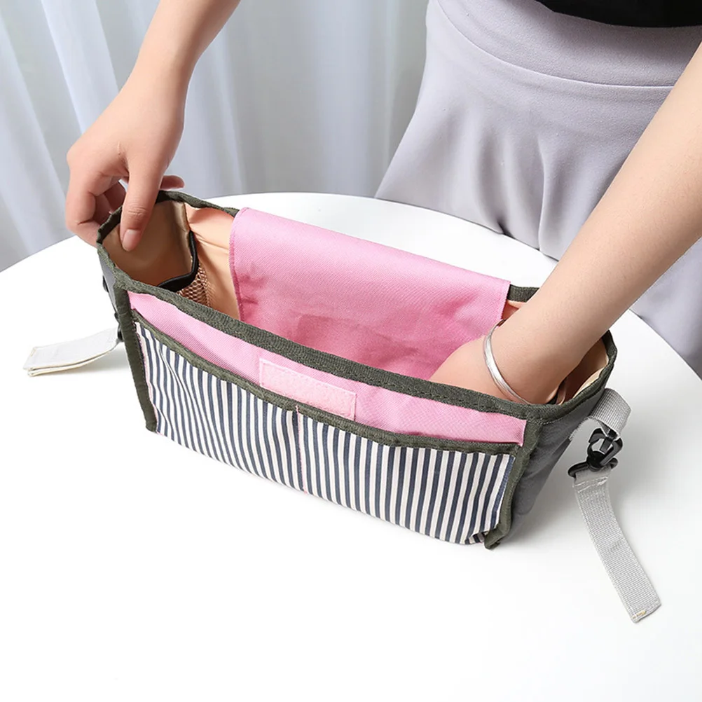 Waterproof Baby Stroller Organizer Bag Large Capacity Hanging Storage for Diapers Milk Bottle Tissue Cup Holder Pocket Black