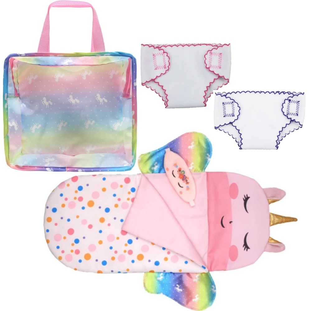 Dolls Out Going Carry Bag Set Children's Handbag+2pcs Diapers+Sleepig Bag 43-45cm Newborn Doll Clothes Accessories Birthday Gift