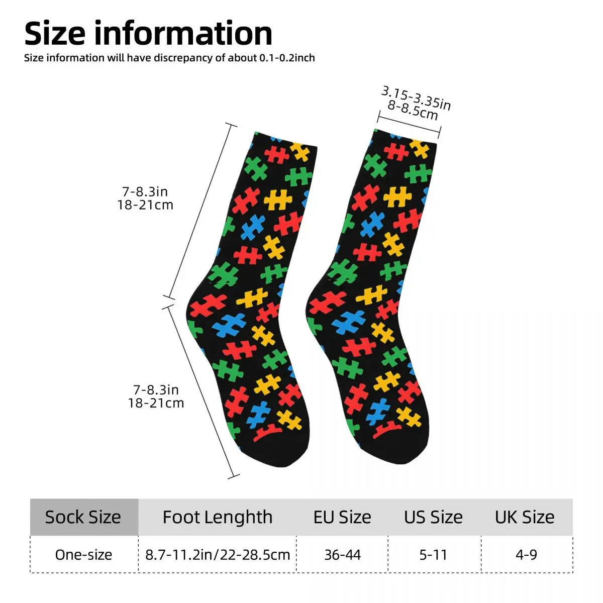 Acceptance Puzzle Piece For Autism Awareness Bath Mat Unisex Winter Socks Running Happy Socks Street Style Crazy Sock